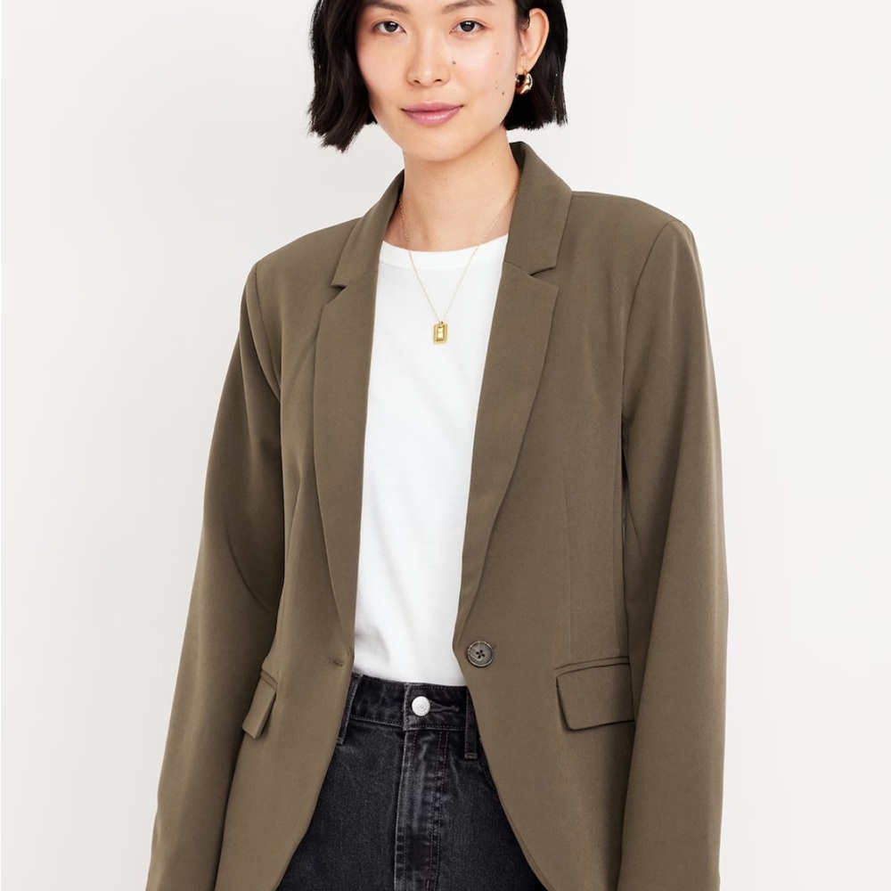 Old Navy Green Blazer with Notched Lapels and Structured Shoulders